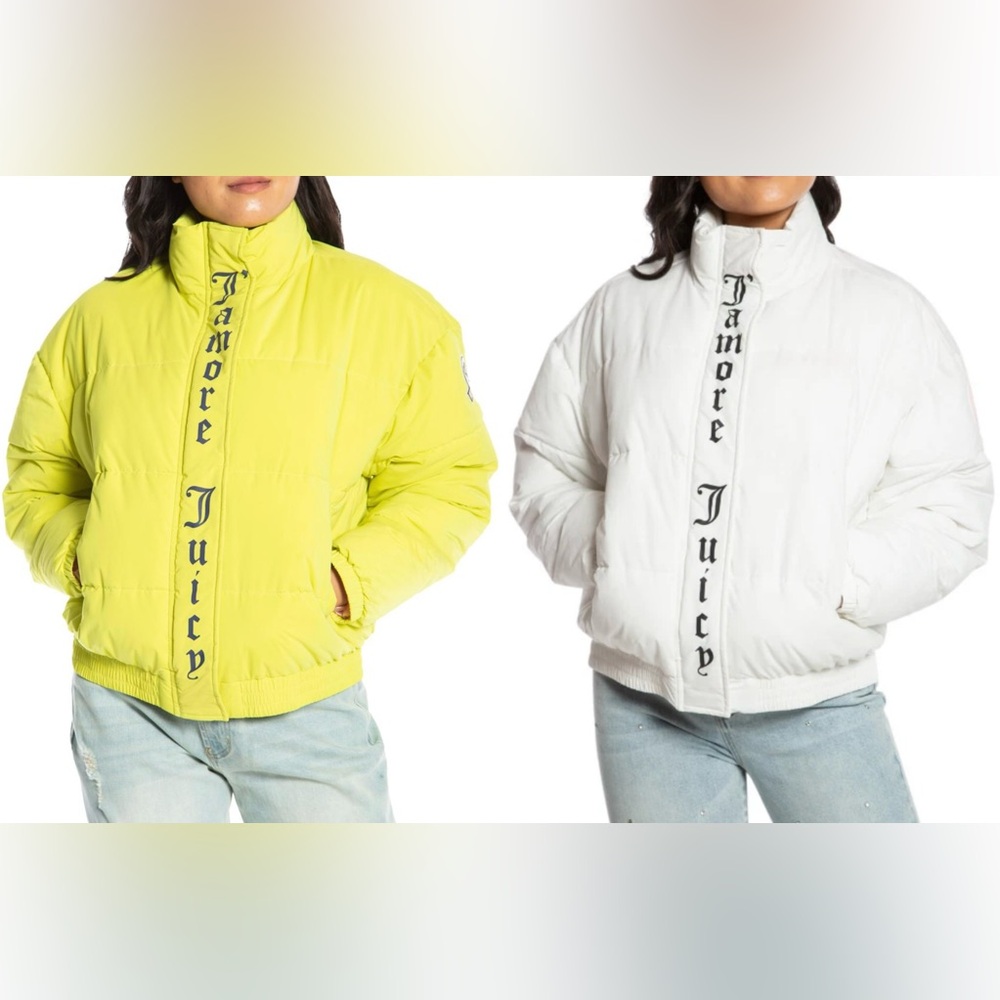 JUICY COUTURE | Juicy Couture Channel Quilted Puffer Jacket: Lime S & white M